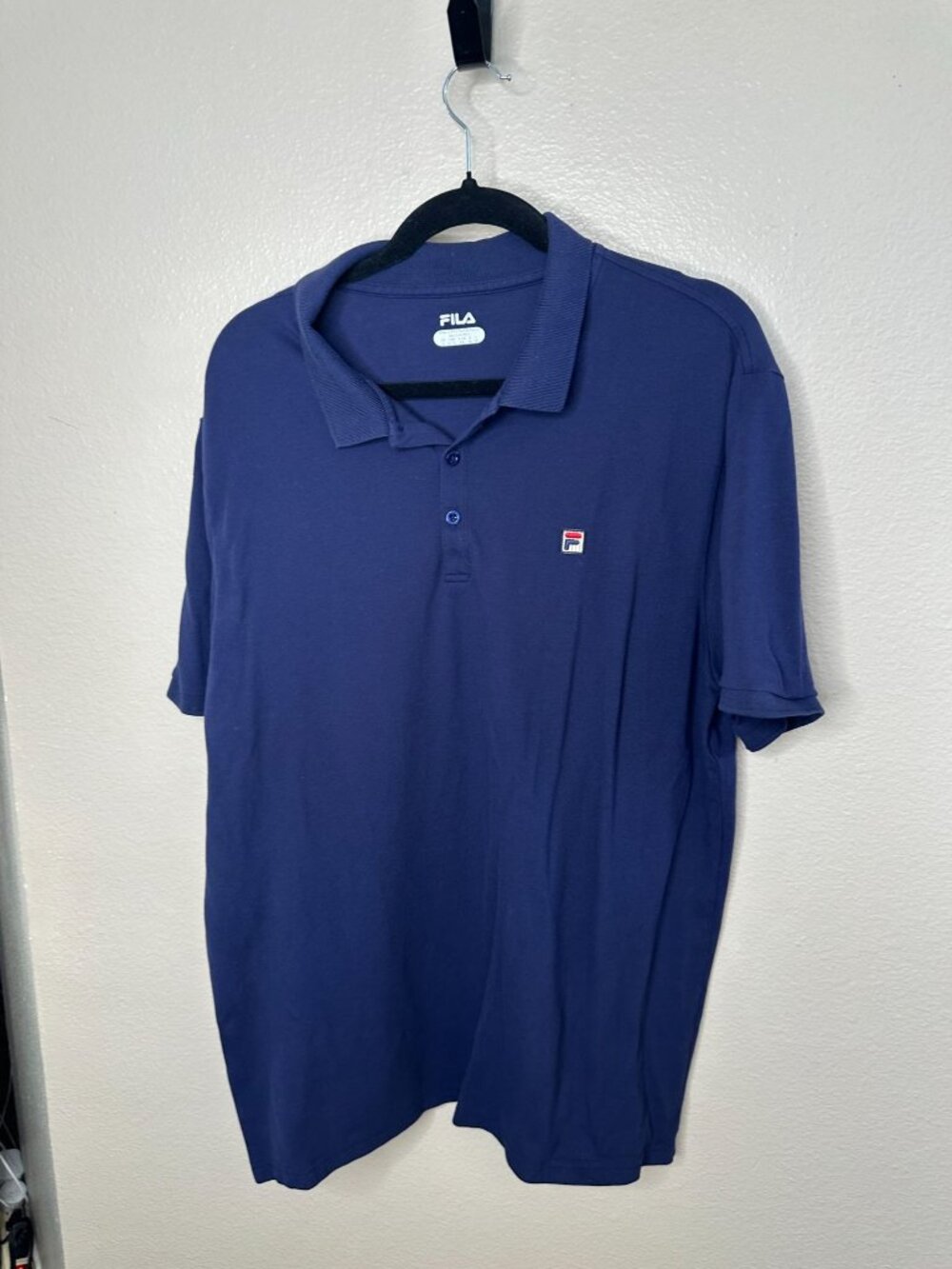 Fila Mens Navy Blue Polo Shirt Size XL Pima Cotton Blend Casual Lightweight